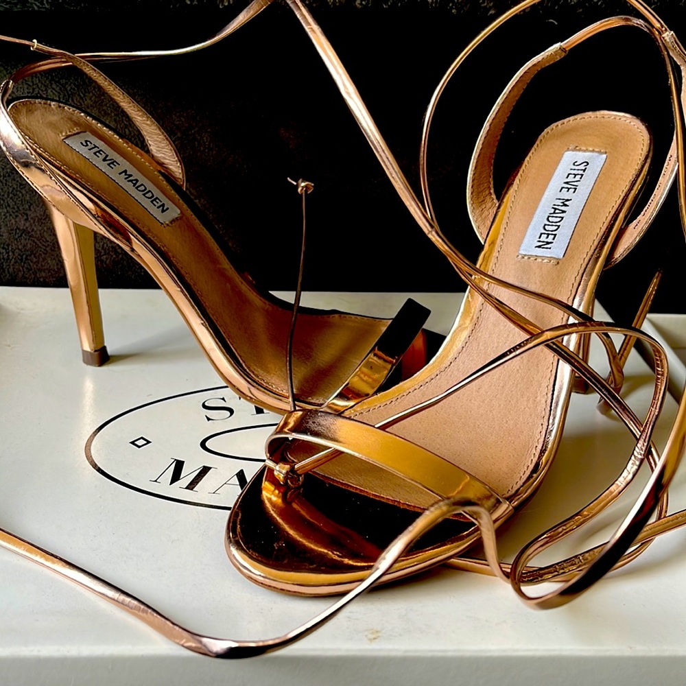 Steve Madden lace up copper metallic heels